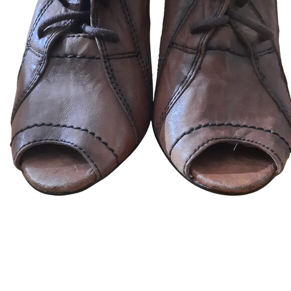 Sam Edelman Venice Womens Brown Lace-Up Granny Peep-Toe Booties Size 7.5 - Picture 4 of 10